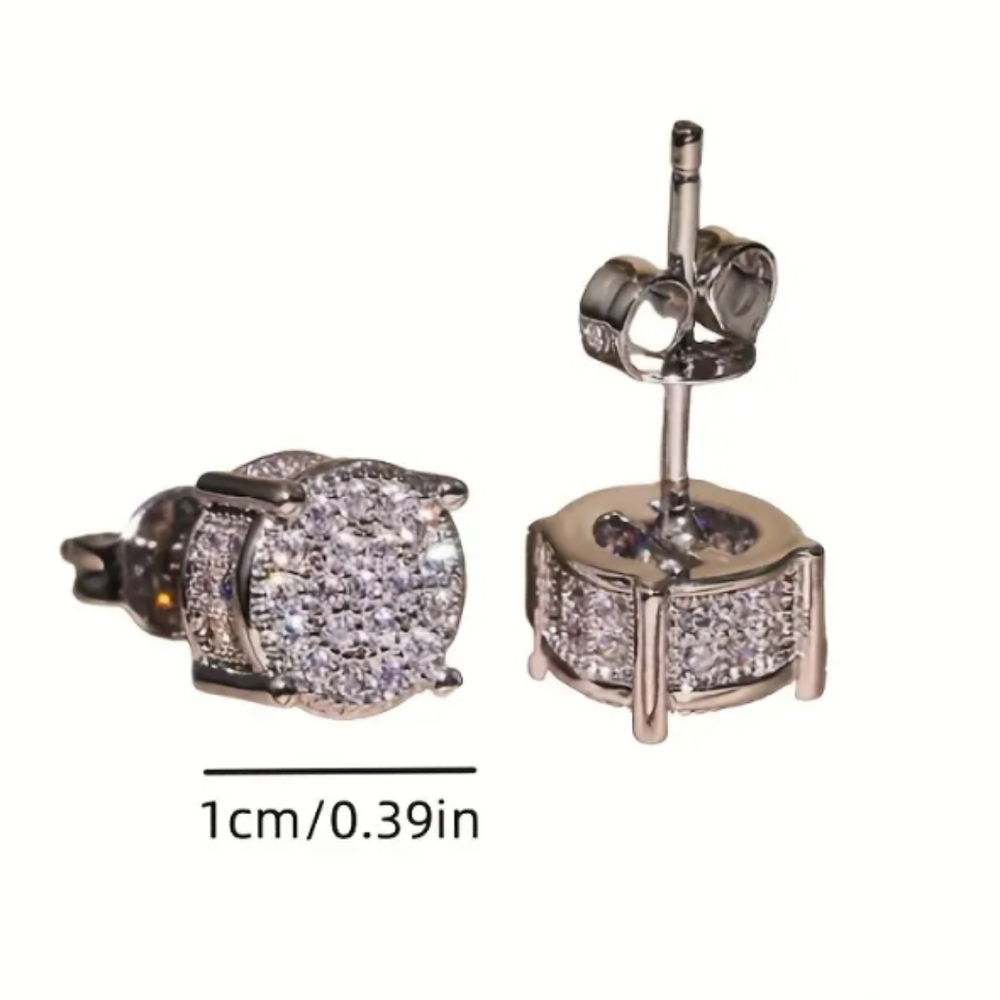 Cubic Zirconia Stud Earrings Gold - Picture 3 of 4